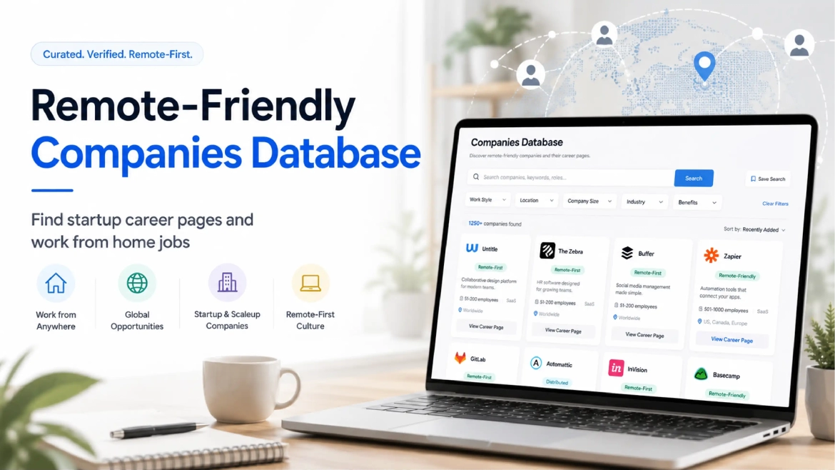 Remote-Friendly Companies Database: Find Startup Career Pages and Work From Home Jobs