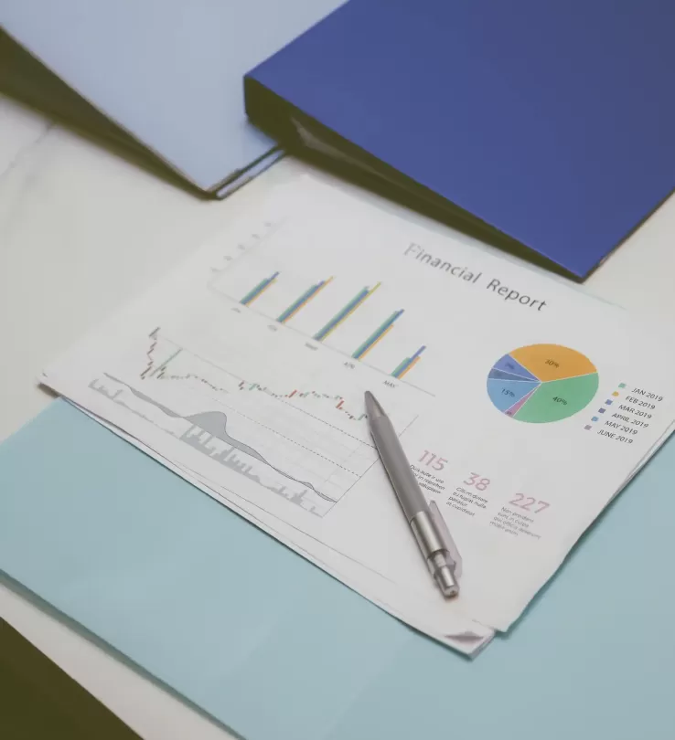 business documents desk notebook